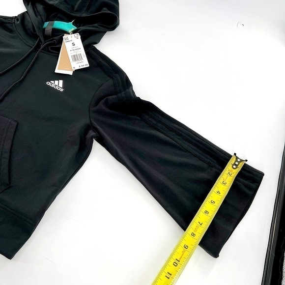adidas
Women's Black Cropped Flared Sleeve Top Hooded Size S - Picture 4 of 12
